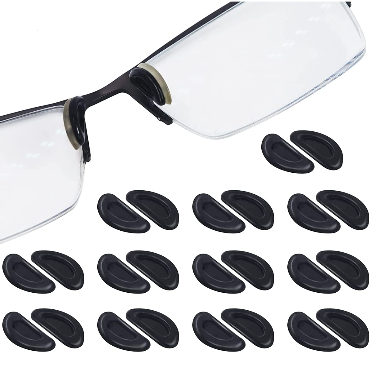 MAYCREATE 12 Pairs Adhesive Eyeglasses Nose Pads, D Shape Stick-on Anti-Slip Black Silicone Eyeglasses Nose Pad Replacement, Self Adhesive Nose Pads Glasses Nose Pad MAYCREATE 12 Pairs Adhesive Eyeglasses Nose Pads, D Shape Stick-on Anti-Slip Black Silicone Eyeglasses Nose Pad Replacement, Self Adhesive Nose Pads Glasses Nose Pad